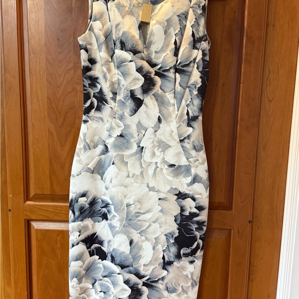 Calvin Klein Floral Black and White Dress